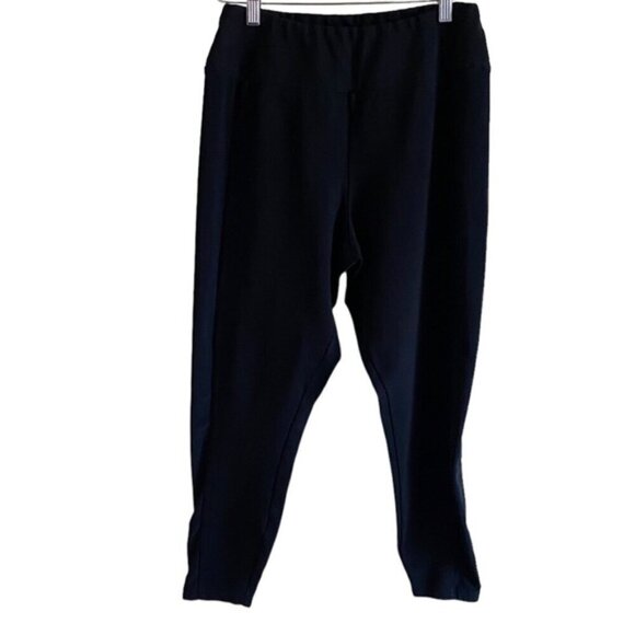 Sympli Pull on Pants Woman 12 Black Cropped Elastic Waist Stretch Jersey Knit - Picture 1 of 12